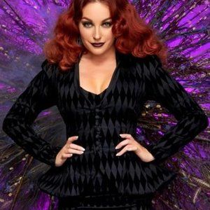 Laura Byrnes California Morgana Jacket in Black Flocked Harlequin